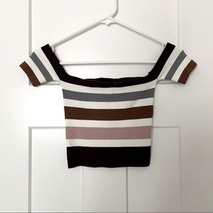 Striped Off-the-Shoulder Crop Top